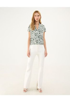 Camiseta Para Mujer Manga Corta Cuello V Color Blanco Marca Patprimo #30093596