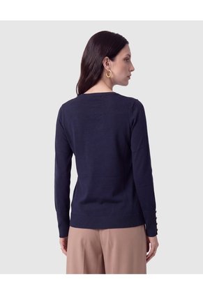 Saco Tejido Puños Con Botones Para Mujer Azul Patprimo
