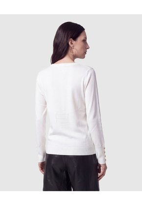 Saco Tejido Puños Con Botones Para Mujer Blanco Patprimo