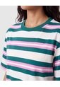 Camiseta Manga Corta A Rayas Para Mujer  Verde Patprimo de Patprimo