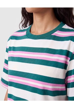 Camiseta Manga Corta A Rayas Para Mujer  Verde Patprimo
