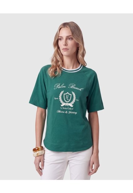 Camiseta Manga Ranglán Con Estampado Para Mujer  Verde Patprimo