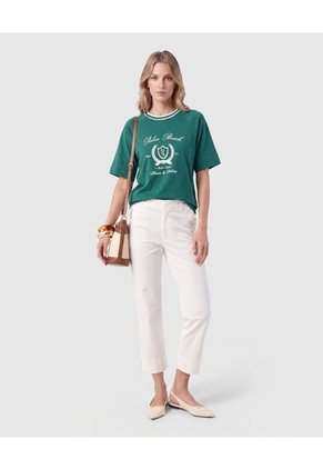 Camiseta Manga Ranglán Con Estampado Para Mujer Verde Patprimo