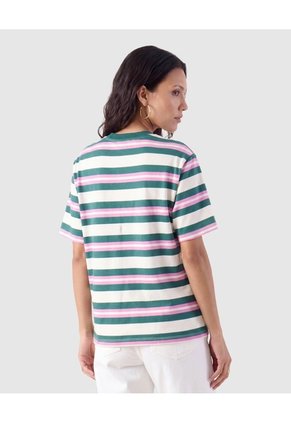 Camiseta Manga Corta A Rayas Para Mujer  Verde Patprimo