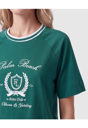Camiseta Manga Ranglán Con Estampado Para Mujer Verde Patprimo