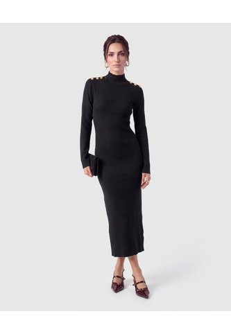 Vestido Tejido Botones Para Mujer  Negro Patprimo Patprimo