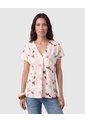 Camiseta Estampada Escote En V Para Mujer  Rosa Patprimo de Patprimo