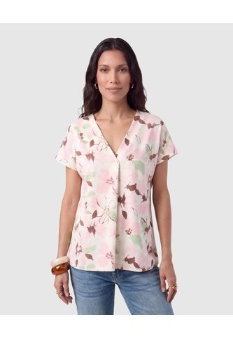 Camiseta Estampada Escote En V Para Mujer  Rosa Patprimo Patprimo