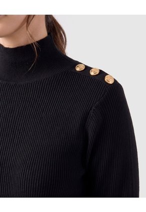 Vestido Tejido Botones Para Mujer  Negro Patprimo