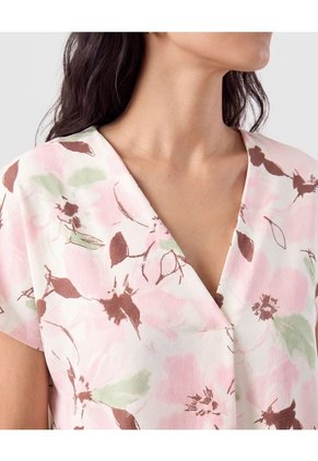 Camiseta Estampada Escote En V Para Mujer Rosa Patprimo