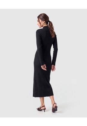 Vestido Tejido Botones Para Mujer  Negro Patprimo