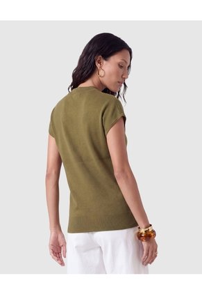 Camiseta Tejida Manga Corta Para Mujer  Verde Patprimo