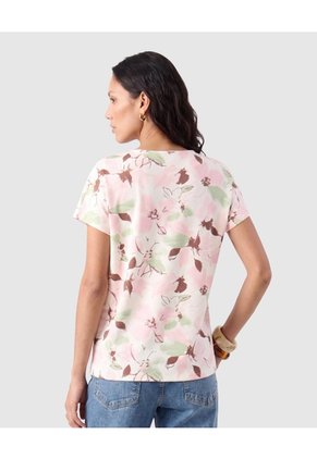 Camiseta Estampada Escote En V Para Mujer Rosa Patprimo