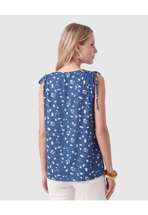 Blusa Estampada Con Amarre En Hombros Para Mujer  Azul Patprimo