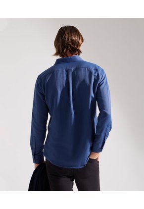 Camisa Para Hombre Manga Larga Sin Bolsillo Cuello Italiano Color Azul Rey Marca Patprimo #44012575