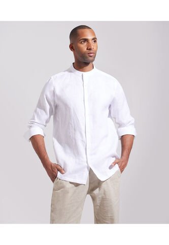 Camisa Guayabera Para Hombre Manga Larga Sin Bolsillo Color Blanco Marca Patprimo #44030359 Patprimo