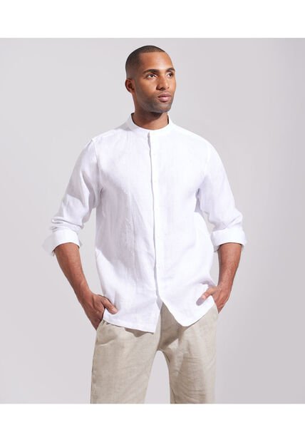Camisa Guayabera Para Hombre Manga Larga Sin Bolsillo Color Blanco Marca Patprimo #44030359