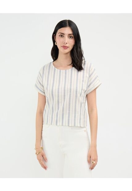 Blusa Para Mujer Manga Corta Color Azul Marca Patprimo #30123505