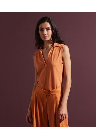 Polo Para Mujer Manga Sisa Color Naranja Marca Patprimo #30110429 Patprimo