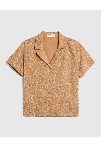 Camisa Para Mujer Manga Corta Color Café Marca Patprimo #30010727 Patprimo