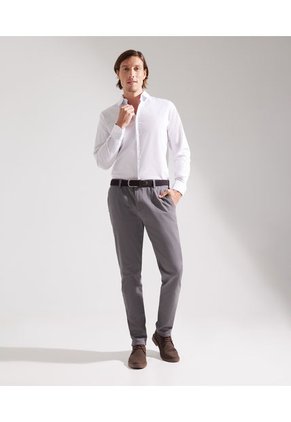 Camisa Para Hombre Manga Larga Sin Bolsillo Cuello Italiano Color Blanco Marca Patprimo #44012582