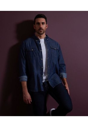 Camisa Para Hombre Manga Larga Con Bolsillo Color Azul  Marca Patprimo #44012762