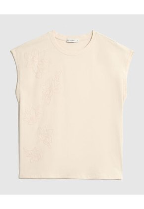 Camiseta Para Mujer Manga Sisa Cuello Redondo Color Beige Marca Patprimo #30093796