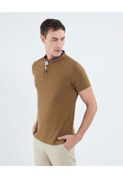 Polo Para Hombre Cuello Mao Sin Bolsillo Color Café Marca Patprimo #44112738