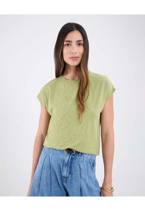 Camiseta Para Mujer Manga Corta Cuello Redondo Color Verde Marca Patprimo #30093761