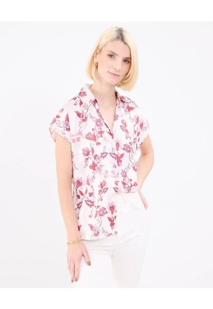 Camisa Para Mujer Manga Corta Color Crema Marca Patprimo #30010711
