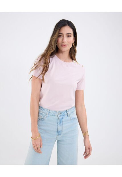 Camiseta Para Mujer Manga Corta Cuello Redondo Color Rosa Marca Patprimo #30093776