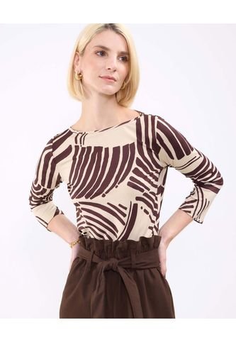 Camiseta Para Mujer Manga 3/4 Cuello Redondo Color Café Marca Patprimo #30093685 Patprimo