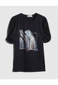Camiseta Con Screen En Frente  Escote Redondo  Para Mujer Negro Patprimo de Patprimo