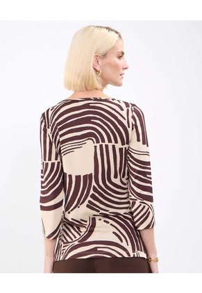 Camiseta Para Mujer Manga 3/4 Cuello Redondo Color Café Marca Patprimo #30093685