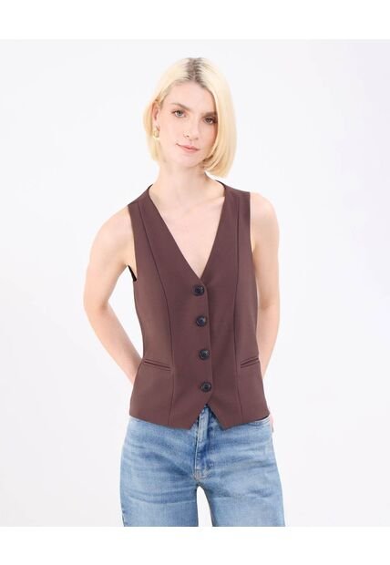 Chaleco Para Mujer Plano Color Café Marca Patprimo #30250041