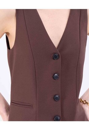 Chaleco Para Mujer Plano Color Café Marca Patprimo #30250041