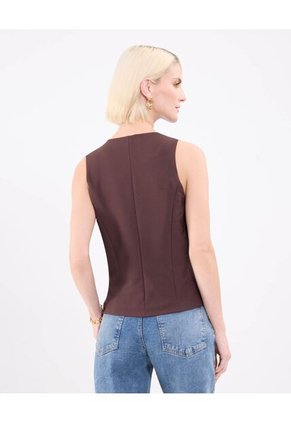 Chaleco Para Mujer Plano Color Café Marca Patprimo #30250041