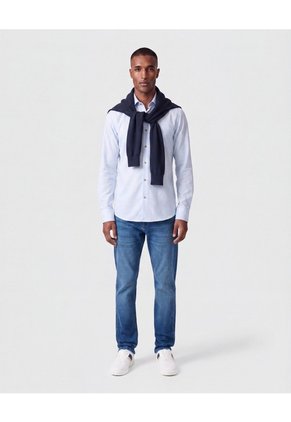 Camisa Manga Larga Con Bolsillo Para Hombre  Para Hombre Azul Patprimo