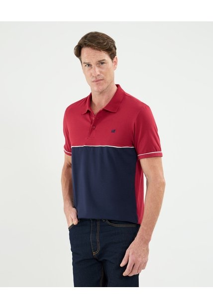 Polo Cuello Tejido Con Bloque De Color Para Hombre  Para Hombre Rojo Patprimo