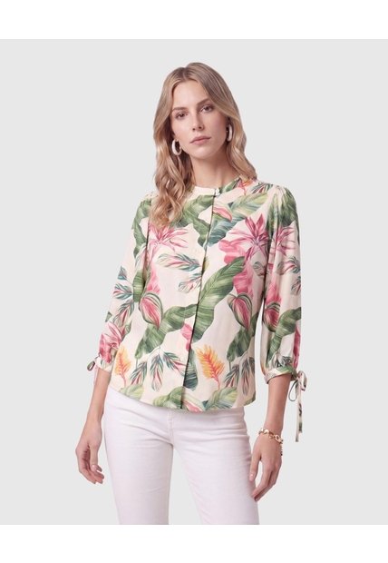 Blusa Con Mangas Ajustables Para Mujer  Para Mujer Crema Patprimo
