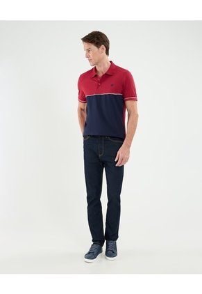 Polo Cuello Tejido Con Bloque De Color Para Hombre  Para Hombre Rojo Patprimo