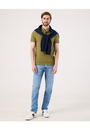 Polo Unicolor Con Bordado  Para Hombre Verde Patprimo