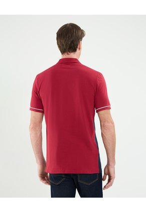 Polo Cuello Tejido Con Bloque De Color Para Hombre  Para Hombre Rojo Patprimo