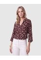 Blusa Estampada Con Cuello En V Para Mujer  Para Mujer Café Patprimo de Patprimo