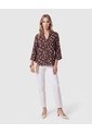 Blusa Estampada Con Cuello En V Para Mujer  Para Mujer Café Patprimo de Patprimo