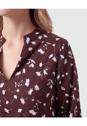 Blusa Estampada Con Cuello En V Para Mujer Para Mujer Café Patprimo