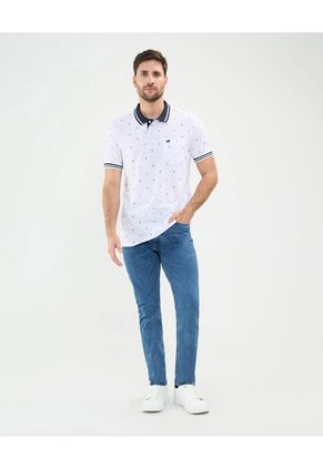 Polo Tejida Estampada Para Hombre Blanco Patprimo