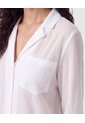 Camisa Mujer Manga Larga Con Solapa Y Bolsillo  Para Mujer Blanco Patprimo de Patprimo