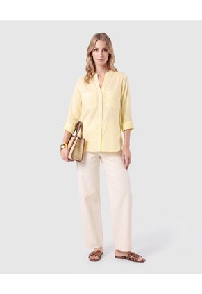 Blusa Con Bolsillos Frontales Para Mujer  Para Mujer Amarillo Patprimo