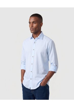 Camisa Manga Larga Casual Para Hombre Para Hombre Azul Patprimo